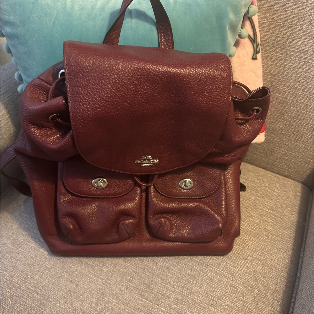 Coach Maroon Leather Backpack